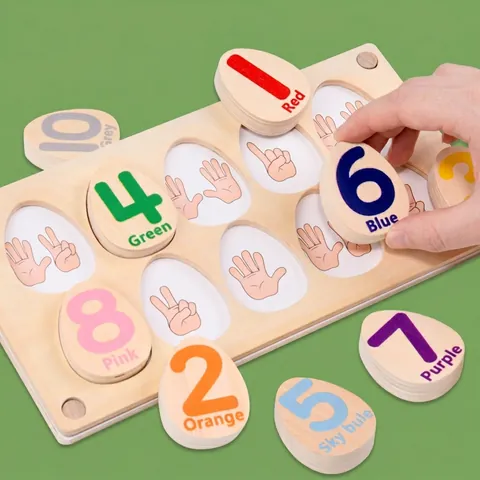 Hölzernes Digitales Zahlen Ei Matching Puzzle Spielzeug Früherziehung Farberkennung Montessori Arithmetik Brett Für Kinder Geschenk