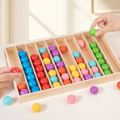 Gioco di Corrispondenza e Ordinamento dei Colori Montessori in Legno Giocattolo Educativo per Allenamento Motricità Fine Bambini