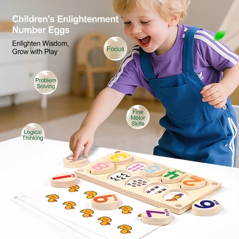 Hölzernes Digitales Zahlen Ei Matching Puzzle Spielzeug Früherziehung Farberkennung Montessori Arithmetik Brett Für Kinder Geschenk