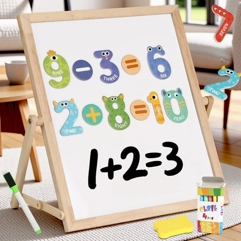 Lavagna Magnetica Multifunzionale in Legno per Bambini Pieghevole Doppia Faccia Lavagna Bianca Giocattolo Educativo