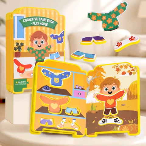 Libro Tranquillo Montessori in EVA per Bambini Gioco di Vestire Puzzle Educativi Libro delle Attività Apprendimento Regalo di Compleanno