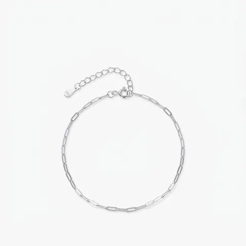 Bracciale a Catena Minimalista in Argento Sterling 925 per Donna Semplice Geometrico a Maglie Ovali Vuote Gioielli a Mano Bracciale Regolabile