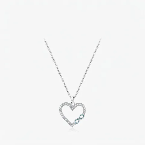 Collana Cuore Infinito in Argento Sterling S925 per Donna Elegante Pendente Amore Eterno Con Zirconia Intarsiata Gioielli