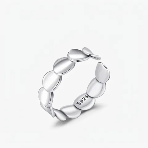 925 Sterlingsilber Ring Für Damen Individuelle Fischschuppen Unregelmäßige Scheiben Verstellbarer Offener Ring Minimalistischer Schmuck