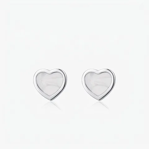 Elegant 925 Sterling Silver Heart Stud Earrings Minimalist Marble Texture Enamel Drip Oil Heart Shape Jewelry For Women