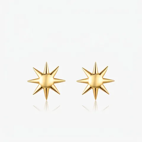 Orecchini a Bottone a Stella in Argento Sterling 925 Placcato Oro Hip Hop Sole Gioielli di Moda per Uomo Donna