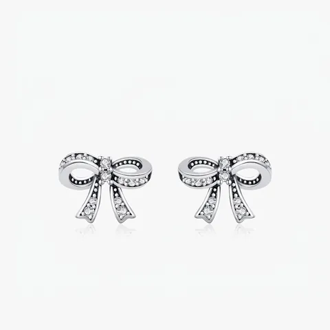 Vintage 925 Sterlingsilber Schleife Ohrstecker Für Damen Exquisite Zirkonia Eingelegt Schleifenknoten Elegant Retro Japanischer Stil Schmuck