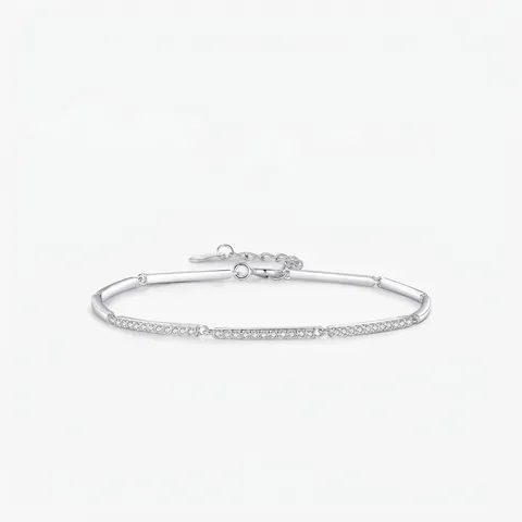 Lussuoso Bracciale in Argento Sterling 925 con Zirconia a Fila per Donna Chic Minimalista Catena Geometrica Gioielleria Raffinata