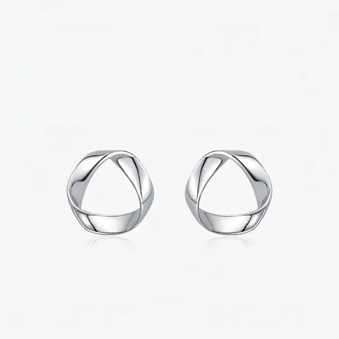 Minimalist 925 Sterling Silver Geometric Triangle Stud Earrings For Women Men Mobius Twist Wave Earrings Jewelry Gift