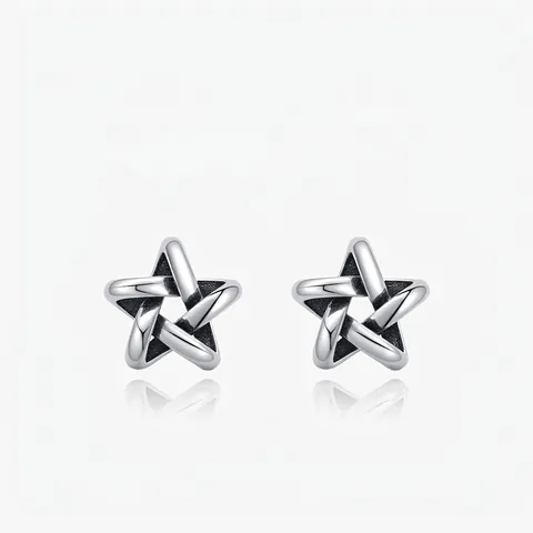 Orecchini a Lobo Stella in Argento Sterling 925 Vintage per Donna Orecchini Stella Vuoti Intrecciati Retro Hip Hop Gioielli