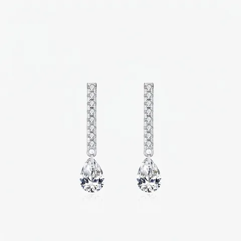 Elegante 925 Sterlingsilber Wassertropfen Ohrhänger Mit 925 Sterlingsilber Stift Pavé Zirkonia Schmuck Für Damen
