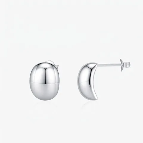 Minimalist 925 Sterling Silver Bean Stud Earrings For Women Mirror Polish Individual Geometric Metal Ear Jewelry High Sense Gift