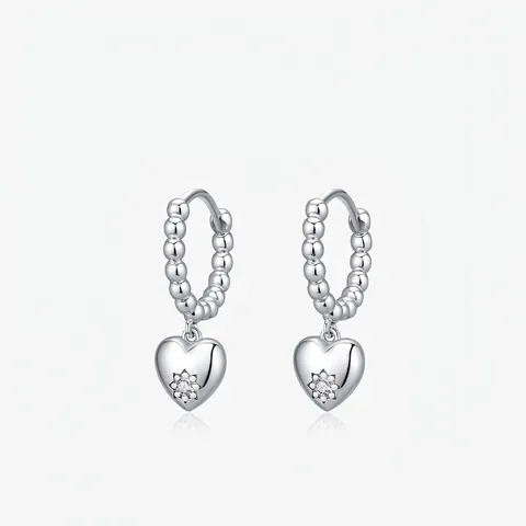 925 Sterling Silber Herz Anhänger Creolen Für Damen Koreanischen Stil Perlen Kreis Strass Eingelegt Mode Schmuck