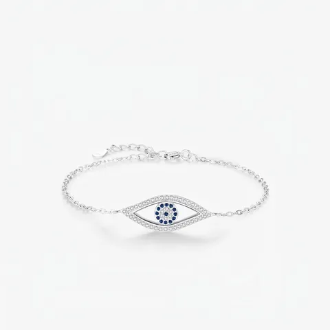 Bracciale Occhio del Male in Argento Sterling 925 per Donna Elegante Bracciale a Catena con Intarsio di Strass Gioielli alla Moda Regalo Regolabile