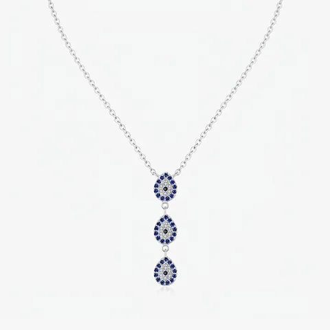 925 Sterling Silver Evil Eye Necklace For Women Zirconia Inlaid Water Drop Clavicle Y Chain Fashion Jewelry Anniversary Gift