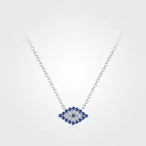 925 Sterlingsilber Teufelsauge Halskette Für Damen Blauer Zirkonia Eingelegt Anhänger Elegante Kette Mode Schmuck Glück Geschenk