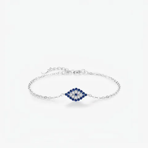 925 Sterling Silver Evil Eye Bracelet For Women Blue White Zirconia Inlaid Adjustable Chain Light Luxury Fashion Jewelry