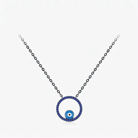 925 Sterlingsilber Böser Blick Gespenst Anhänger Halskette Emaille Zirkonia Dunkler Stil Schlüsselbeinkette Halloween Schmuck Damen