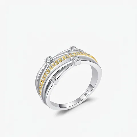 925 Sterling Silver Multilayer Wrap Ring For Women Elegant Inlaid Rhinestone Geometric Finger Ring Fashion Jewelry Gift