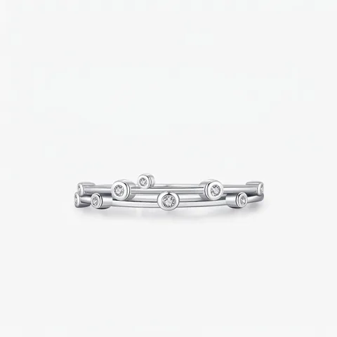 925 Sterling Silver Double Layer Line Ring For Women Minimalist Geometric Zirconia Inlaid Fashion Jewelry Band Ring Elegant Gift