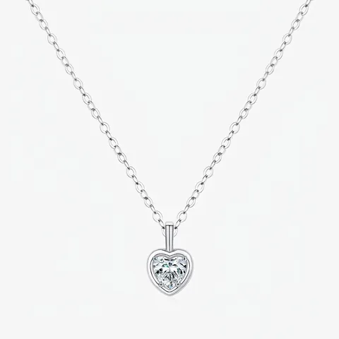 Collana con Ciondolo a Cuore in Argento Sterling S925 per Donna Elegante Catena a Clavicola in Zirconia Gioielli Regalo