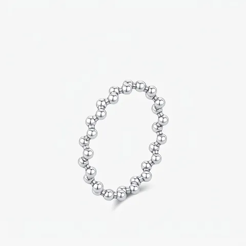 925 Sterling Silver Irregular Beaded Ring Retro Minimalist Polished Ball Finger Ring For Women Daily Commuter Fashion Jewelry