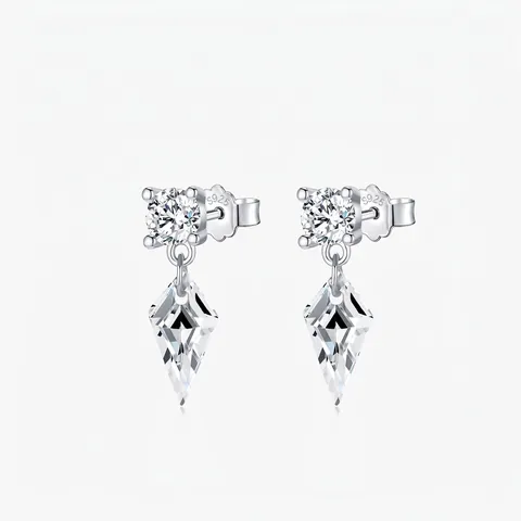 Exquisite S925 Sterling Silver Dangle Earrings For Women Luxury Irregular Kite Zirconia Drop Earrings Elegant Jewelry Gift
