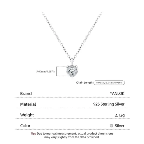 Collana con Ciondolo a Cuore in Argento Sterling S925 per Donna Elegante Catena a Clavicola in Zirconia Gioielli Regalo