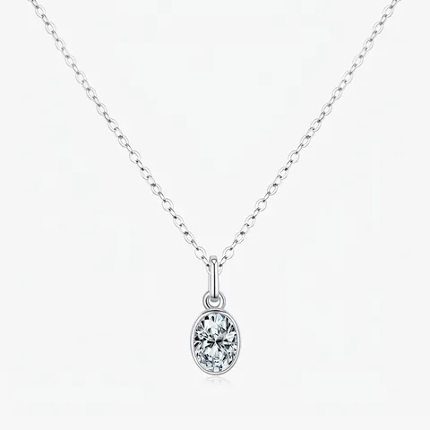 Elegant 925 Sterling Silver Moissanite Necklace For Women Oval Cut D Color VVS1 Pendant Necklace With GRA Certificate French Jewelry Gift