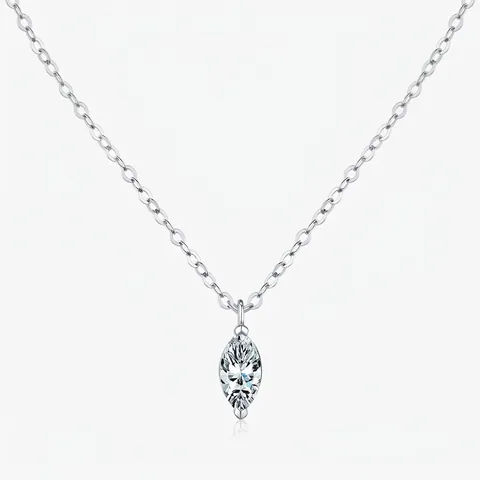 925 Sterling Silver Moissanite Necklace For Women French Marquise Cut D Color Moissanite Pendant Elegant Clavicle Chain Jewelry