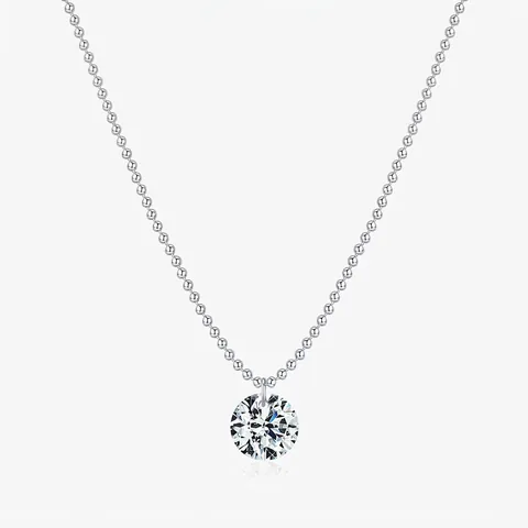 VVS1 D Color 2.00Ct Moissanite Necklace 925 Sterling Silver Round Brilliant Cut Pendant Bead Chain Choker Women Jewelry