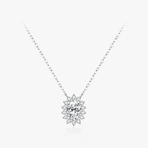 Luxus Ovalschliff Moissanit Anhänger Halskette Aus 925 Sterlingsilber Funkelnde Halo Halskette Für Damen Elegantes Schmuckgeschenk Mit GRA Zertifikat
