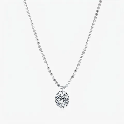 925 Sterling Silver Moissanite Pendant Necklace For Women Elegant Oval Cut Moissanite Bead Chain Clavicle Choker Jewelry