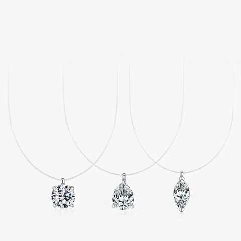 925 Sterling Silver Moissanite Pendant Necklace For Women Invisible Fishline Chain D Color VVS1 Clarity With GRA Certificate Jewelry Gift