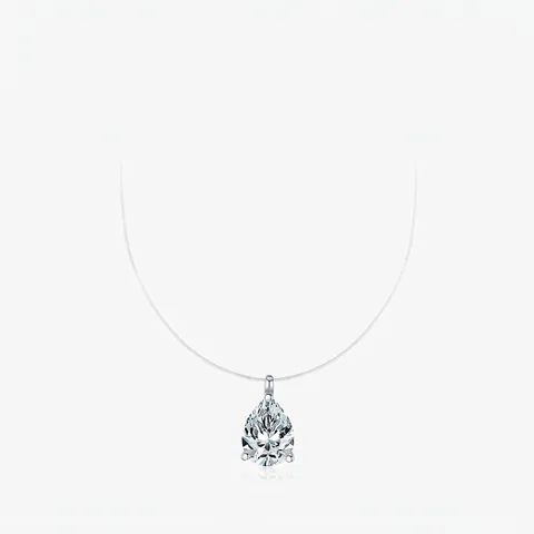 Pear Cut D Color Moissanite Pendant Necklace 925 Sterling Silver Invisible Fishing Line Chain For Women Minimalist Jewelry
