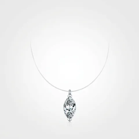 Collar de Pendiente de Moissanita de Corte Marquesa de 1 Quilate Plata de Ley 925 Cadena de Hilo Invisible Color D VVS1 Joyería Mujer