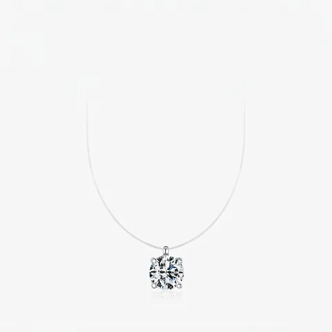 925 Sterling Silver Moissanite Floating Necklace D Color VVS1 Round Cut Pendant Invisible Nylon Line Jewelry For Women