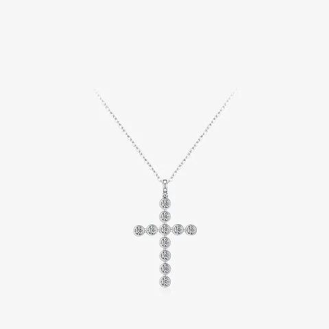 Luxury 925 Sterling Silver Moissanite Cross Pendant Necklace For Women Moissanite Jewelry Religious Cross With GRA Certificate