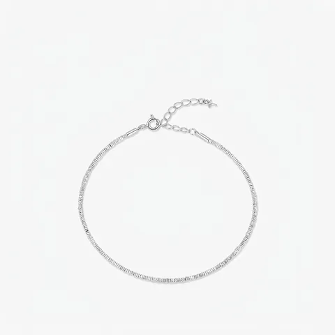 925 Sterling Silver Textured Bead Bracelet For Women Minimalist Broken Silver Style Adjustable Extension Chain Jewelry