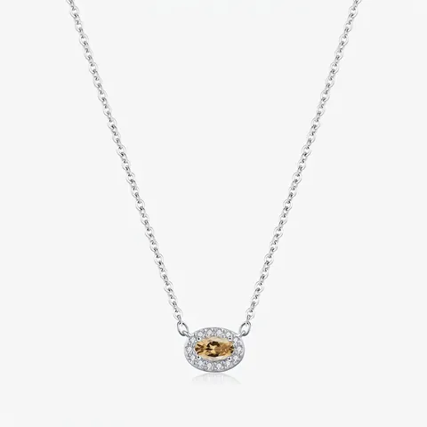 925 Sterling Silver Moissanite Necklace D Color VVS1 Oval Champagne Pendant For Women Elegant Clavicle Chain Jewelry Gift