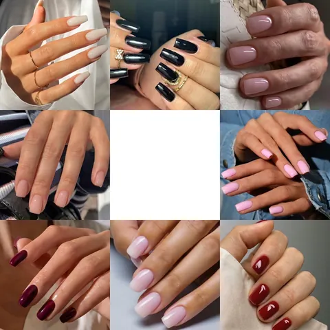 Press On Nails Glossy Solid Color Square Head Full Cover Artificial False Nail Tips For Women Elegant Daily Manicure ABS