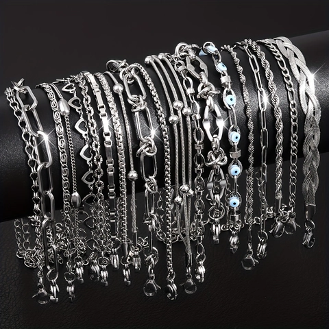 Edelstahl Armband Für Damen Gold Silber Plattiert Mode Herz Böser Blick Büroklammer Seilkette Verstellbarer Schmuck Geschenk