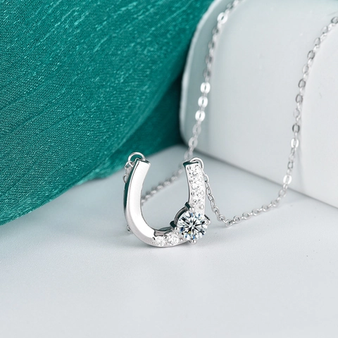 S925 Sterling Zilveren Moissaniet Hoefijzer Hanger Halsketting Voor Dames Elegant D Kleur Moissaniet Hoefijzer Sieraden Cadeau