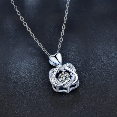 S925 Argento Sterling Moissanite Cuore Danzante Ciondolo Collana per Donna Elegante Lucido Geometrico Gioielli Regalo