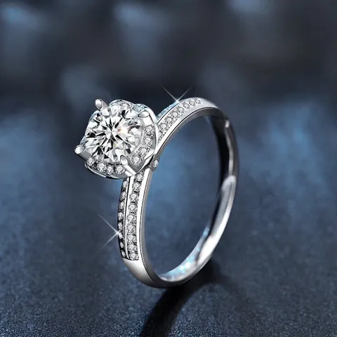 925 Sterling Zilver Moissaniet Ring Handboeket Hartvorm Halo Verlovingsring Trouwring Voor Dames Mode Sieraden