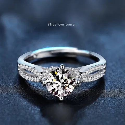 925 Sterlingsilber Moissanit Ring Für Damen Luxus Einstellbarer Halo Verlobungsring Einfache Mode Pendler Stil Schmuck Geschenk