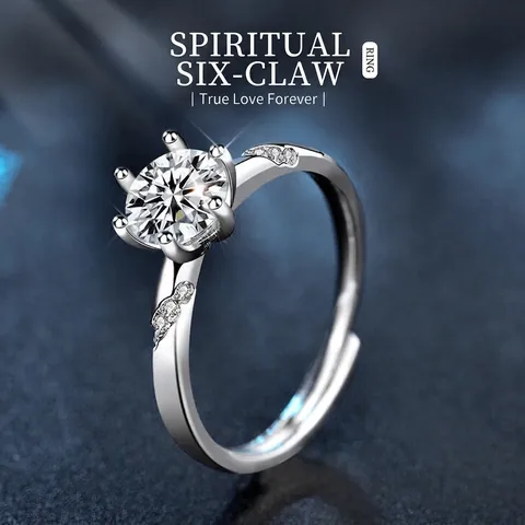 925 Sterling Silver Adjustable Couple Ring With Moissanite Geometric Minimalist Open Finger Ring Lovers Valentine Gift