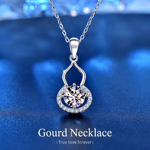 Collana Con Pendente Moissanite Calabash Per Donna Argento Sterling 925 Gioielli Cavi Gourd Moissanite Tonda Brillante Colore D Catena Per Clavicola Regalo
