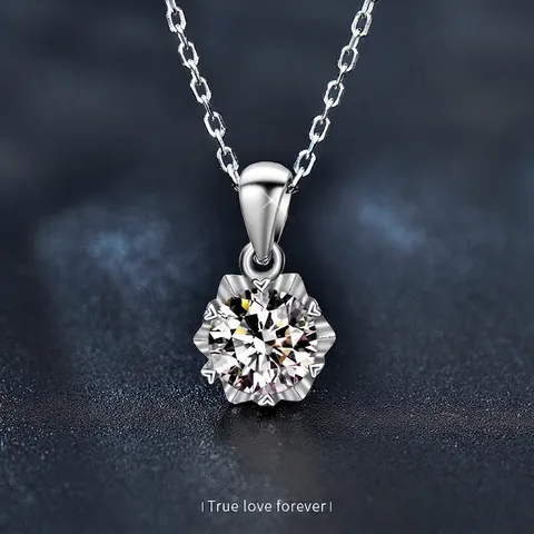 925 Sterling Silver Moissanite Hexagram Snowflake Pendant Necklace For Women Round Cut Lab Created Diamond Fashion Jewelry Gift