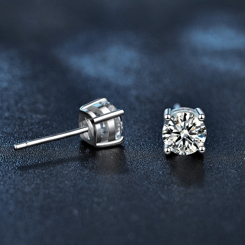 925 Sterling Silver Moissanite Stud Earrings For Women D Color VVS1 Round Brilliant Cut GRA Certified Fine Jewelry Earrings